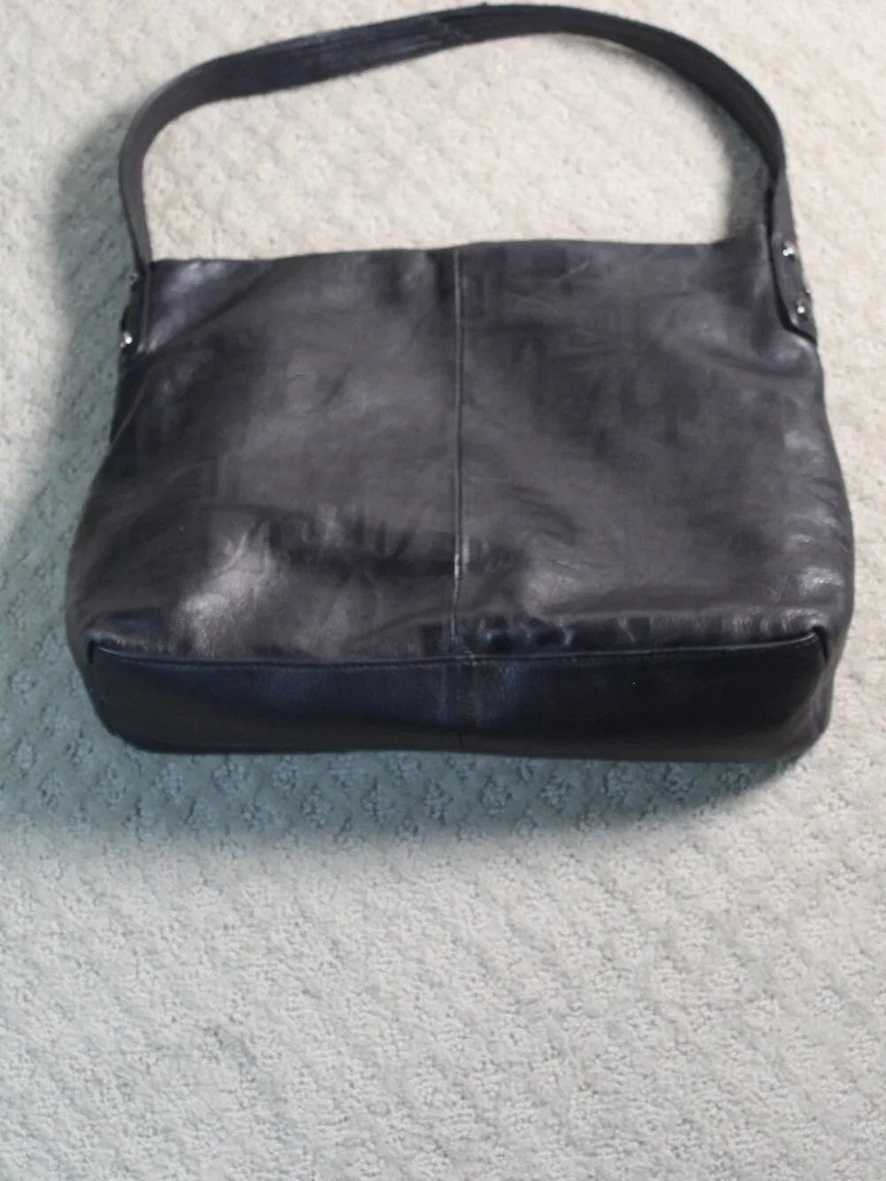 Stone Mountain Genuine Pebble Black Leather Shoulder Utility Purse Hand Bag VTG